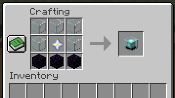 Minecraft crafting recipe for a beacon, showing glass, a Nether star, and obsidian in the grid, with the beacon as the output.