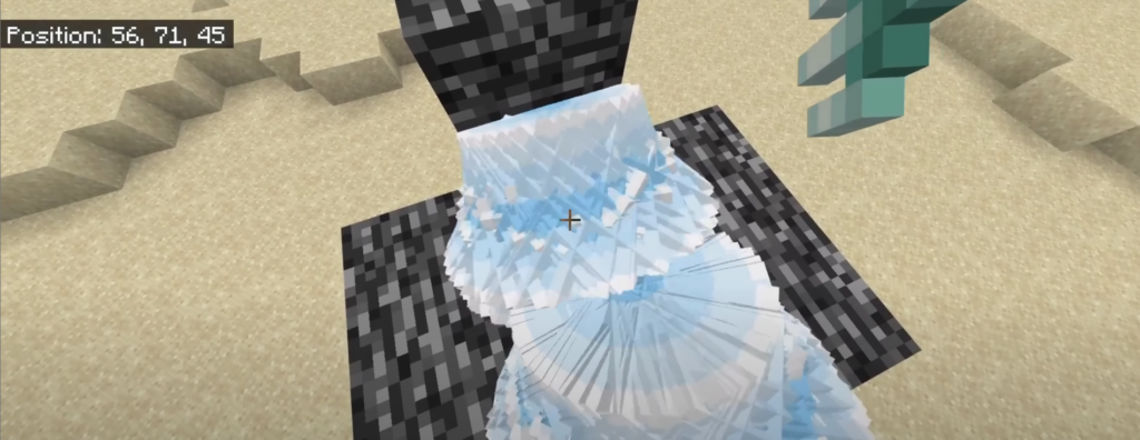 Minecraft End Crystal explosion creating a powerful vertical launch.