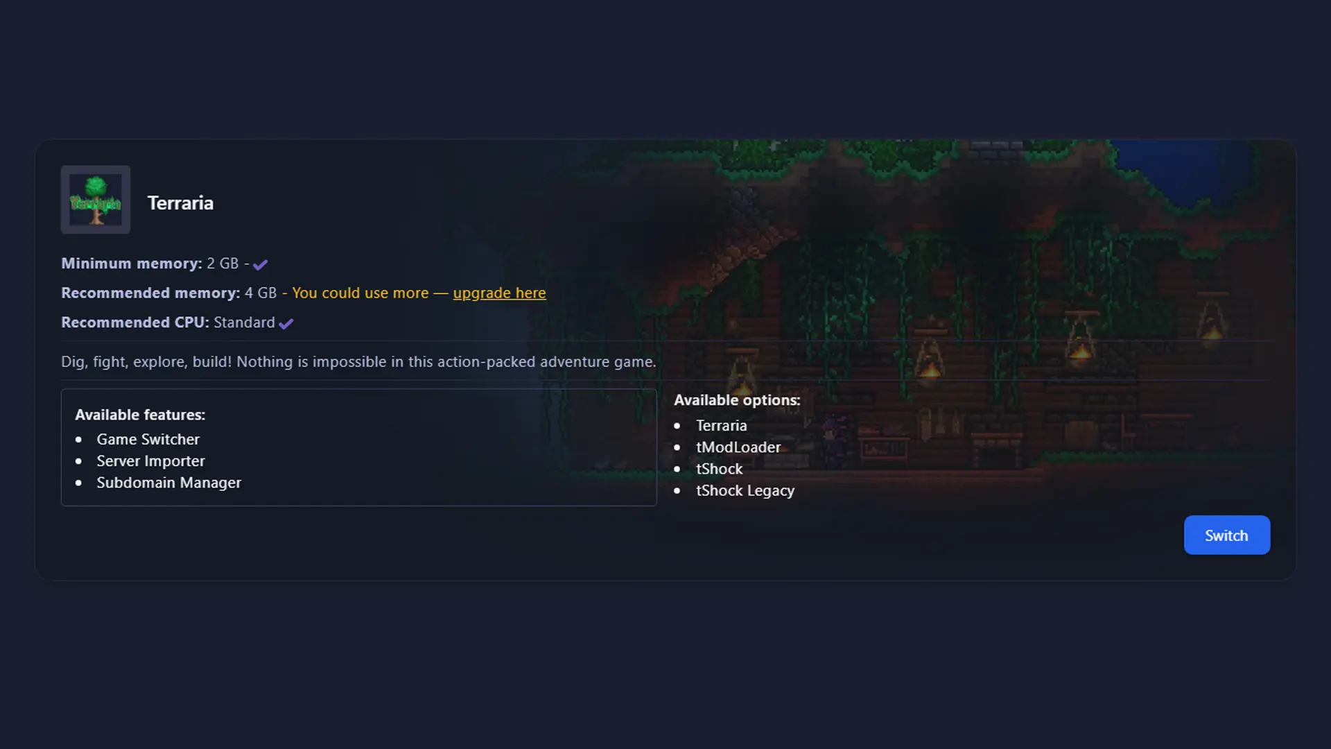 Game Switcher – GGServers Panel Feature
