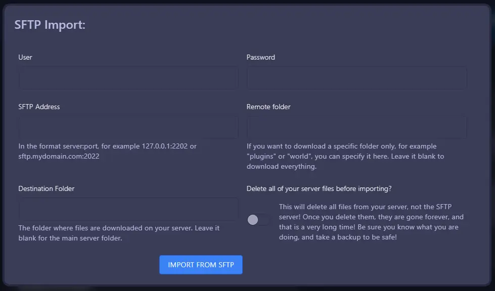 GGServers Minecraft Server Importer Hosting Control Panel