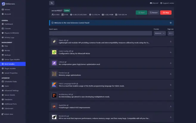 GGServers Control Panel
