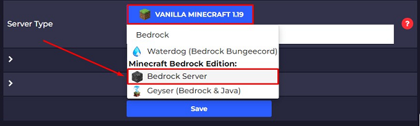 Choose Bedrock Server