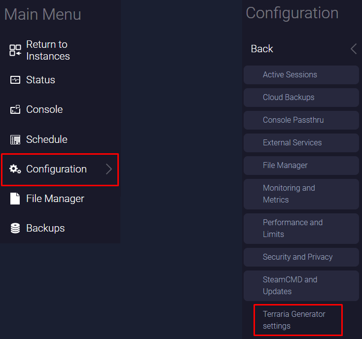 Terraria Generator Settings