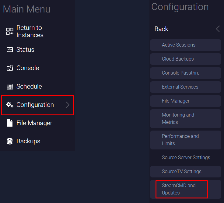 Source Server Settings