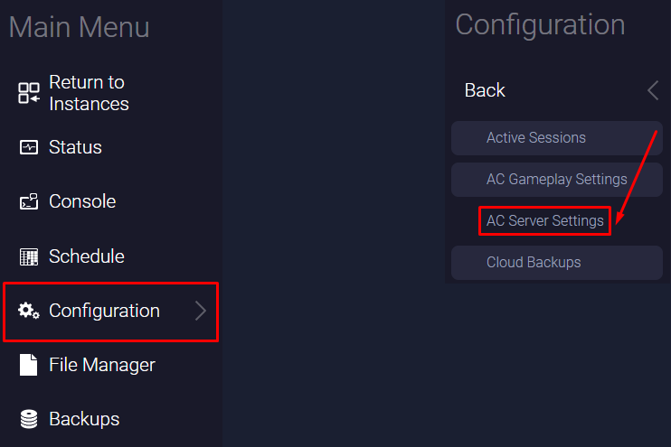 AC Server Settings