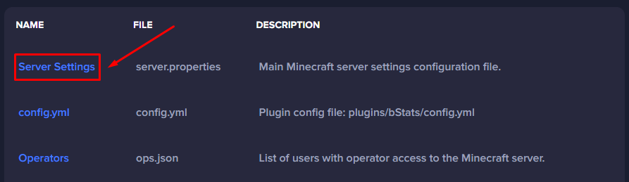 Server Settings