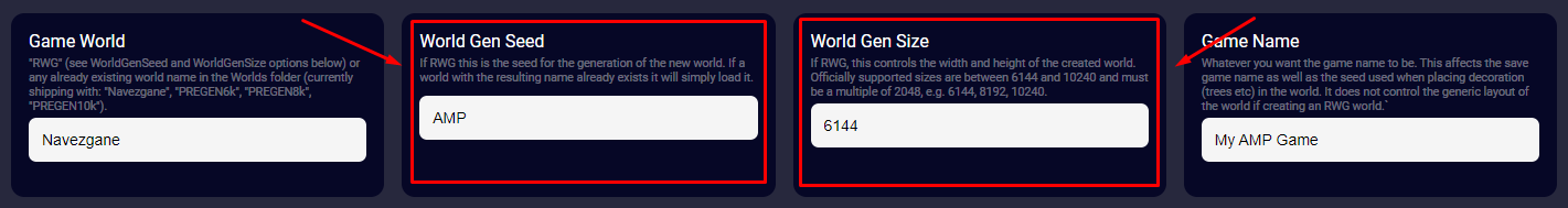 World Gen Seed&World Gen Size