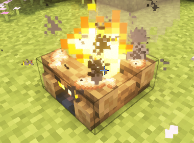 Minecraft Campfire with Cod Raw Fish Minecraft