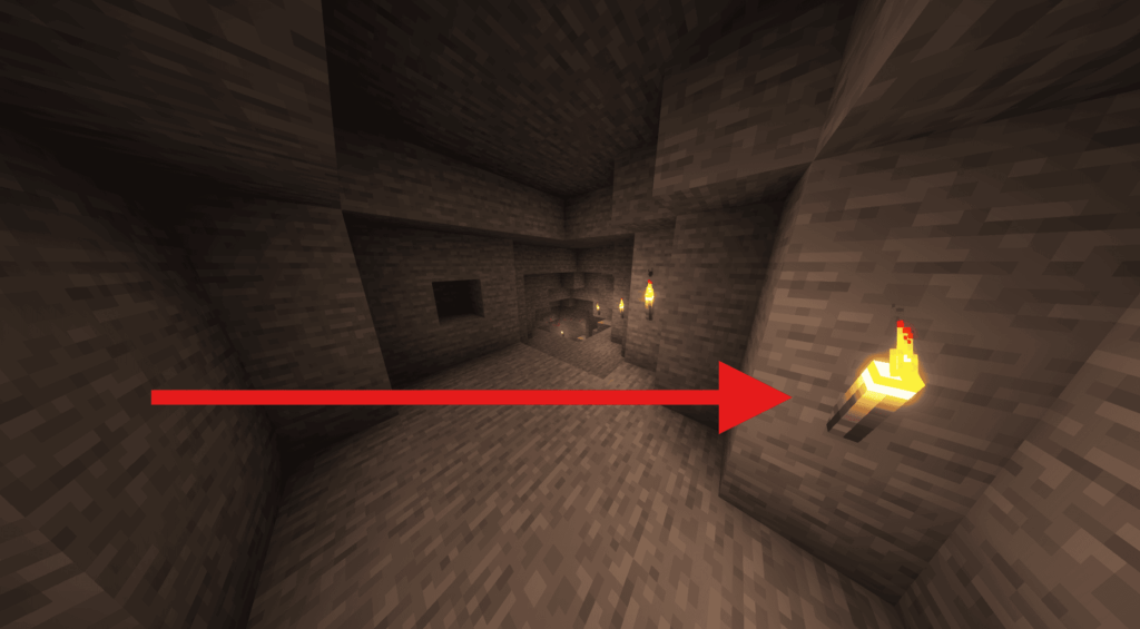 Torches on the right side inside cave Minecraft GGServers