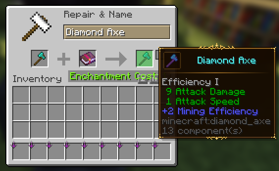 Diamond Axe with Efficiency I in Minecraft