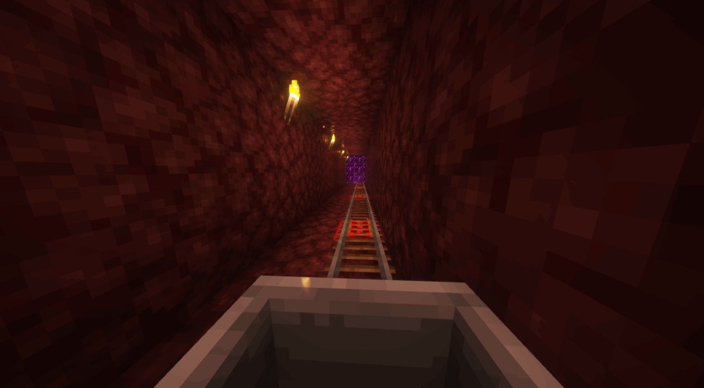 Minecart railroad in the Nether Minecraft