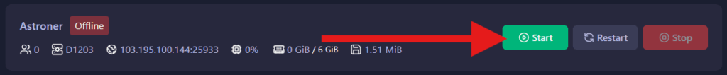 GGServers control panel Astroneer