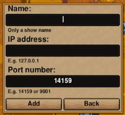 Enter Necesse server IP address