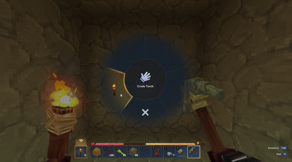 Using the Z key menu to switch items in the left hand