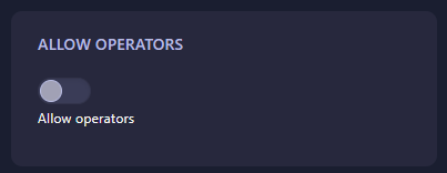 Toggle switch for allowing operators on Hytale