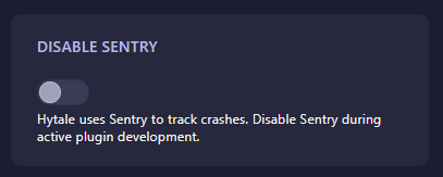 Toggling the Disable Sentry switch on Hytale server