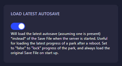 Load Latest AutoSave toggle in OpenRCT2
