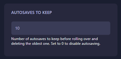 Autosaves To Keep setting in OpenRCT2