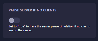 Pause Server If No Clients toggle in OpenRCT2