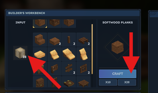 Crafting planks using the Builder’s Bench in Hytale