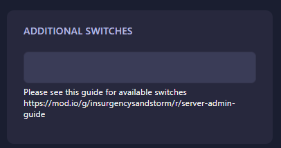 Additional Switches field in GGServers panel