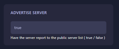 Advertise server toggle in panel