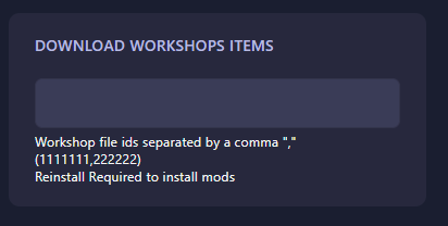 Entering Workshop IDs in the panel