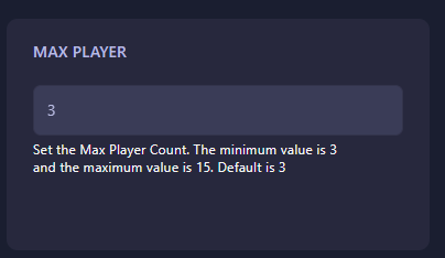 Entering Max Player count in the panel