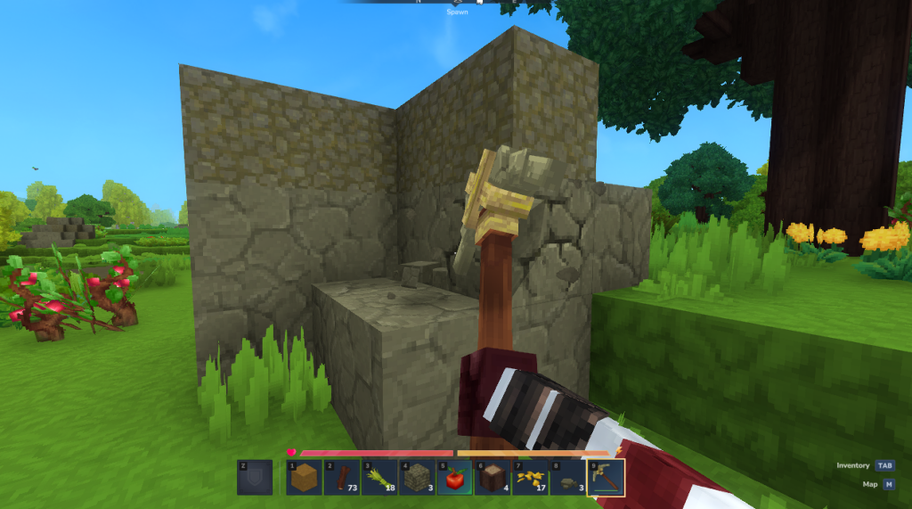 The finished Crude Pickaxe in Hytale