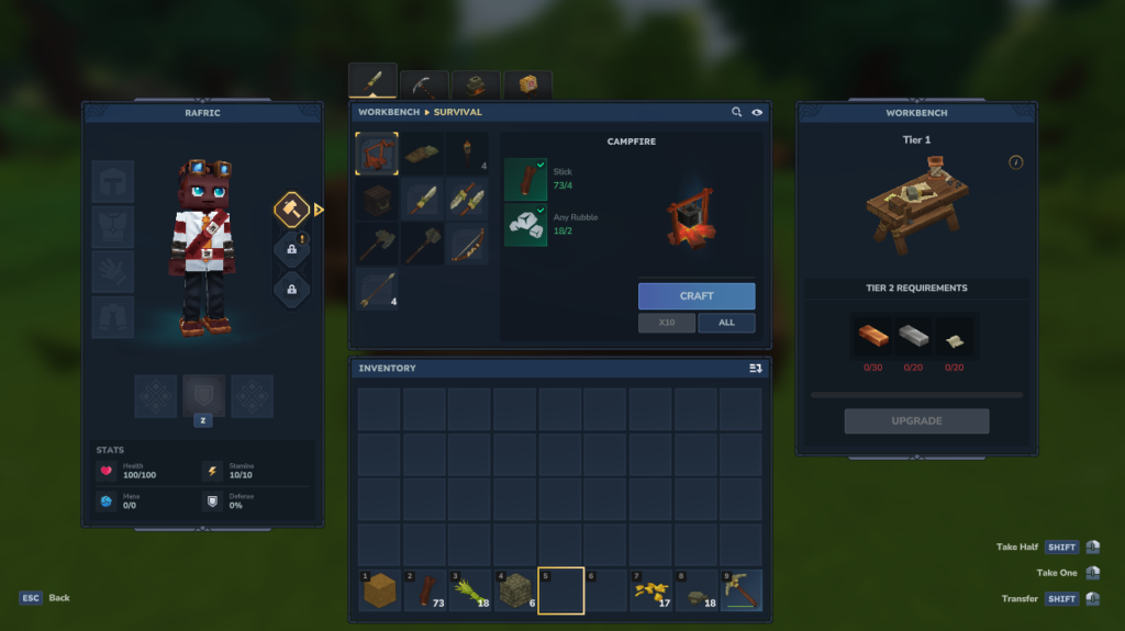 The Hytale Workbench interface