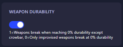 Configuring Weapon Durability settings in HumanitZ