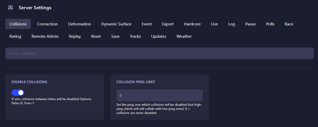 Configuring Collision Settings in MX Bikes